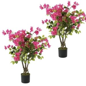 Artificial Bougainvillea Plant with Pink Flowers Set Of Two Plants.